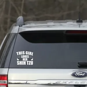 This Girl loves her Shih Tzu Window, laptop etc. Vinyl Decal Sticker 6" White - Foto 1 di 1