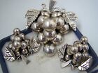 LARGE TAXCO MEXICO SOLID STERLING SILVER GRAPES PENDANT BROOCH EARRINGS SET