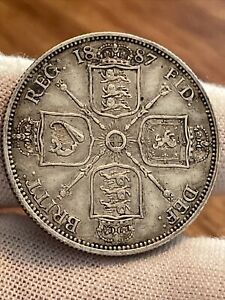 1887 Queen Victoria Silver Florin Coin (2)