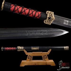 hoja de acero doblada dinastía Han Jian espada china doble ranura accesorios de latón - Imagen 1 de 12