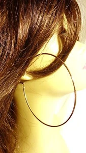 GROSSE CREOLEN 3 ZOLL CREOLEN EINFACH DÜNN CREOLEN GOLD ODER SILBERFARBEN - Bild 1 von 7