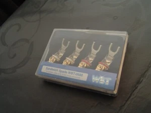 Juego de 4 zapatas de horquilla WBT-0680 Sandwich Spade 8 mm CU HIGH END Hi-Fidelity - Imagen 1 de 2