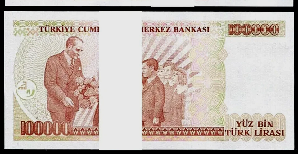 TURKEY 100000 LIRA P-206 1970 x 100 Pcs Lot BUNDLE Pack HORSE UNC TURKISH NOTE - Image 1 of 4