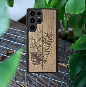 Monstera - Wooden Galaxy S23 Ultra Case, S23 Plus, S22 Ultra, S21 FE, S21, S20 - Photo 1 sur 27