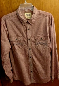 Rustic Blue Brand Mauve Red Embroidered Pocket Button Light Shirt Men M 38"ch - Picture 1 of 5