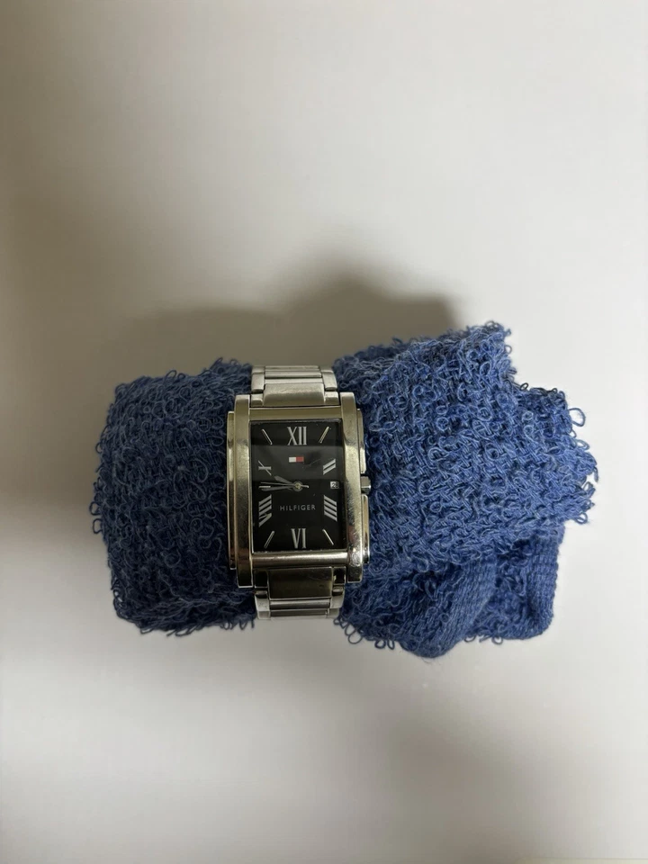 Tommy Hilfiger Men’s Stainless-Steel Watch – Rectangular Black Dial, Date - Image 1 of 3