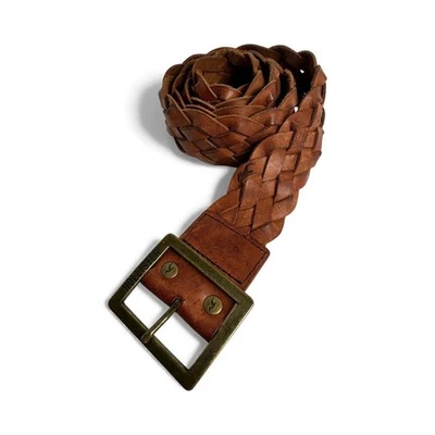 Женский плетеный кожаный ремень Hollister M/L коричневый богемный вестерн повседневный регулируемый - Изображение 1 из 4