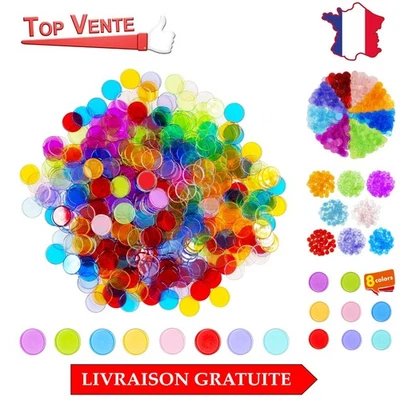 Pack de 500 Marqueurs en Plastique Transparent - 8 Couleurs pour Apprentissage - Photo 1/4