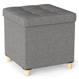 18 Inches Ottoman w/Storage,Tray & Rubber Wood Legs for Small Space Living Room - Picture 1 of 10