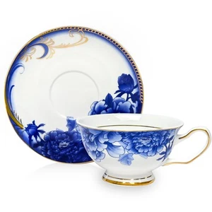 Bone China Tea Sets, Blue and Gold Tea Set for Adults Porcelain Tea Cup Set, ... - Bild 1 von 9