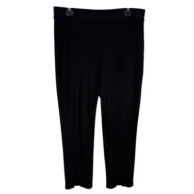 Vince Camuto Pants Womens Medium Black Stretch Mid-Rise Elastic Waist Ankle Slit - Image 1 of 4