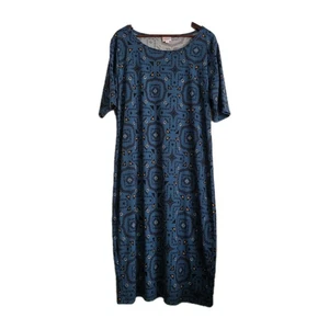 Lularoe Julia Kleid Damen 3XL blau gemustert Herbst Witchy Boho - Bild 1 von 8
