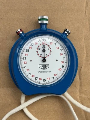 Cronómetro mecánico TAG HEUER vintage en esfera de color azul temporizador deportivo usado Foto 1 de 4