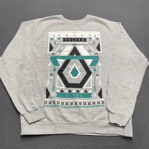 Volcom Sweatshirt Mens Large Gray Aztec Geometric Pullover Crewneck Casual - Picture 1 of 12
