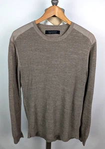 ALLSAINTS Croft Crew Cotton Knit Sweater Sz L Grayish Brown Men's - Picture 1 of 4