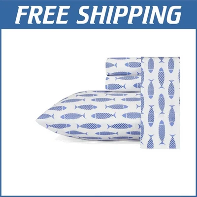 Elegante juego de sábanas dobles náuticas con sábana ajustable elástica - Cool Comfort Foto 1 de 4