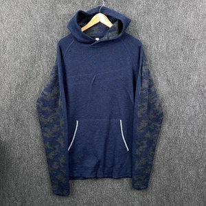 Lululemon Transit Hoodie Mens XL Pullover Hoodie Navy Merino Wool Knit Pocket - Picture 1 of 11