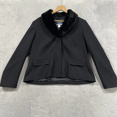 Pendleton Fur Button Blazer Top Women 16 Black Wool Made in USA Vintage - Image 1 of 4