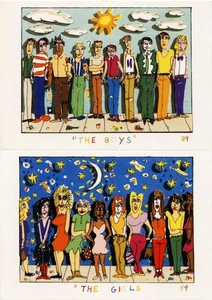 James Rizzi "The Boys" + "The Girls" 2 Postcards From 1989 / John Szoke - Picture 1 of 1