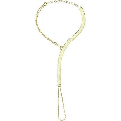 金色人字形手链手链带宝石装饰 — 第 1/4 张图片