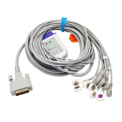 10 Leads Patient Cable ECG EKG Lead Wire Snap Plug Compatible Schiller Monitor - image 1 of 3