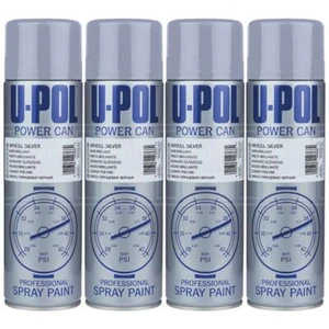 4x Upol Power Can Wheel Silver Fast Dry Professional Aerosol Spray Paint 500ml - Picture 1 of 1