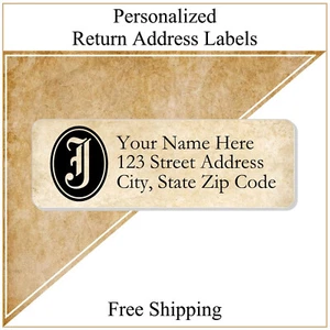 60 Return Address Labels Personalized Printed 3/4 x 2 1/4 Parchment Old English - Picture 1 of 3