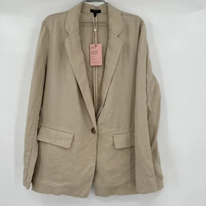 Quince Linen Blazer Driftwood sz S Women's 100% Flax Linen Weave NWT Pockets $70 - Imagen 1 de 3