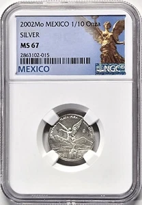 2002 Mexico Libertad 1/10 oz. Silver Coin - NGC MS67 - Picture 1 of 2