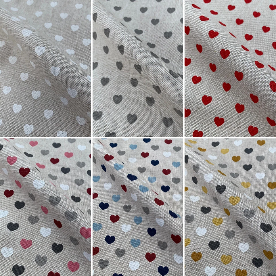 DISCOVER DIRECT Love Hearts Romantikdruck Baumwolle reicher Leinenstoff für Polsterung Handwerk Vorhang