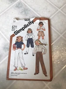 NIÑAS NIÑOS SIMPLICIDAD SIN CORTAR Patrón de Costura 5633 PANTALONES CULOTTES Talla 3 - Imagen 1 de 4