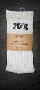 VS PINK 2pk crew Socks BRAND NEW black & heathered silver logo - Picture 1 of 2