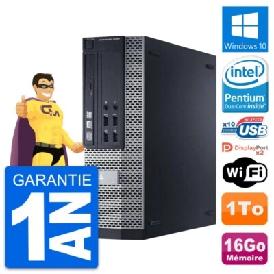 PC DELL 9020 SFF Intel Pentium G3220 RAM 16Go Disco Duro 1To Windows 10 Wifi - Imagen 1 de 4