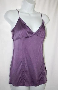 Bebe SILK Purple Pleated Empire Waist Sleeveless Top Blouse Shirt Size Medium - Picture 1 of 5