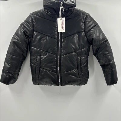 NUEVO CON ETIQUETAS Jessica Simpson Niñas Cremallera Completa Puffer Chaqueta Bomber Negra Talla L Foto 1 de 3