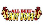 All Beef Hot Dogs 4.5''x13'' Decal for Concession Trailer or Hot Dog Cart Menu