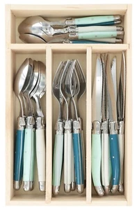 NEW Laguiole Andre Verdier Debutant St Tropez / Stainless Steel 24 Pc Cutlery Se - Foto 1 di 4