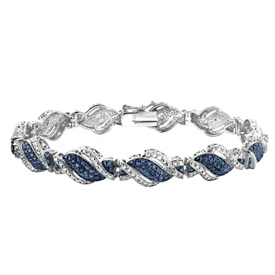 1/4 Ct Simulated Diamond Twist Tennis Bracelet in 14k White Gold Plated Brass - Image 1 of 4