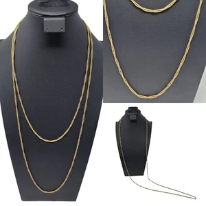 Vintage Gold Tone Twisted Rope Chain Flapper Necklace 61" Long Layered Versatile - Picture 1 of 11