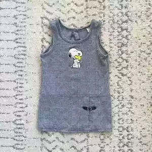 Girls Vintage Peanuts Snoopy Plaid Dress sz 6 - Picture 1 of 8