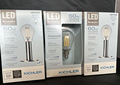 3 Pack Kichler Decorative Collection 60 Watt Clear A15C LED Bulb Candelabra Base - Image 1 of 4