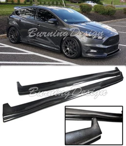 For 13-Up Ford Focus ST RS Side Skirts Hatchback Bottom Carbon Fiber Molding Lip - Picture 1 of 9