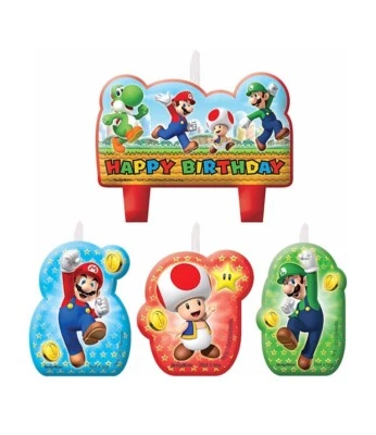 AMSCAN Super Mario Candles Children Birthday Party Celebrations 4 Pieces in Pack Age 3+