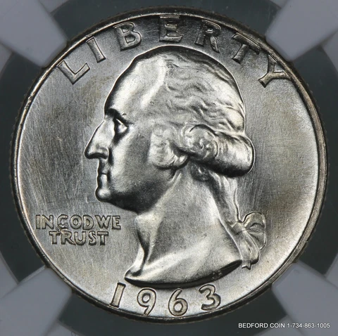 FLASHY NGC MS66+ 1963 WASHINGTON SILVER QUARTER 25c    (BC07) Cover