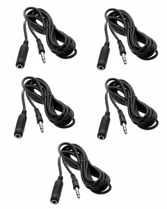Paquete de 5 cables de extensión de instrumentos para guitarra DJ estéreo TRS macho a hembra de 6 pies 1/4 - Imagen 1 de 2