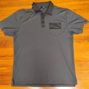 Travis Mathew Black Gray Striped Short Sleeve Golf Polo Shirt Men's Size XL - Picture 1 of 9