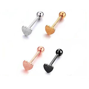 Silver Gold Black Rose Gold Heart stainless Steel Tongue Bars Tounge Piercing