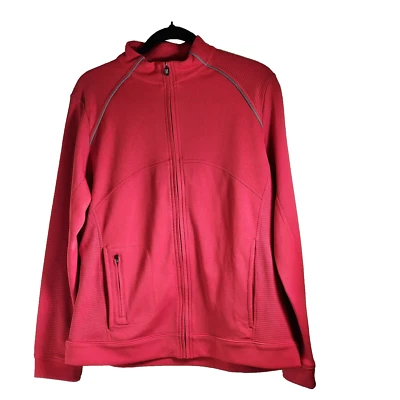 Chaqueta de golf tejida con cremallera completa manga larga roja CUTTER & BUCK NUEVA CON ETIQUETAS para damas - talla grande Foto 1 de 4