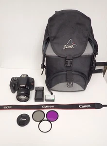 CANON T5 Rebel DSLR Camera + CANON EF-S 18-55mm F/4-5.6 IS STM lens + Backpack - Picture 1 of 24