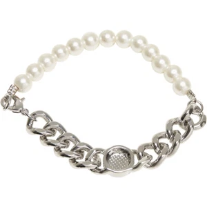 Urban Classics Pearl Flat Chain Bracelet Perlenreihe Curb Chain Glass - Picture 1 of 6